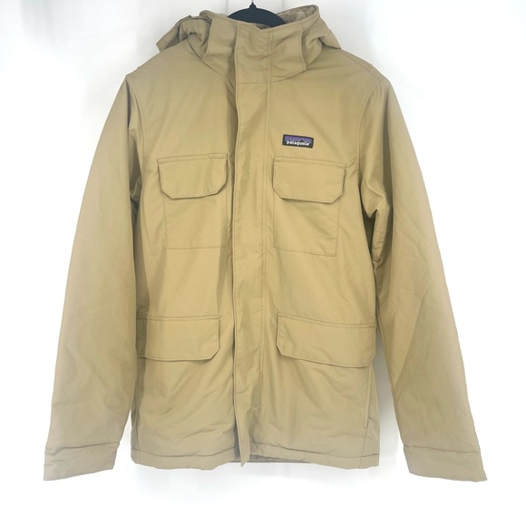 Patagonia Isthmus Parka Fleece‎ Lined Zip Button Heavy Winter Coat Beige Sz Xs - Picture 1 of 5